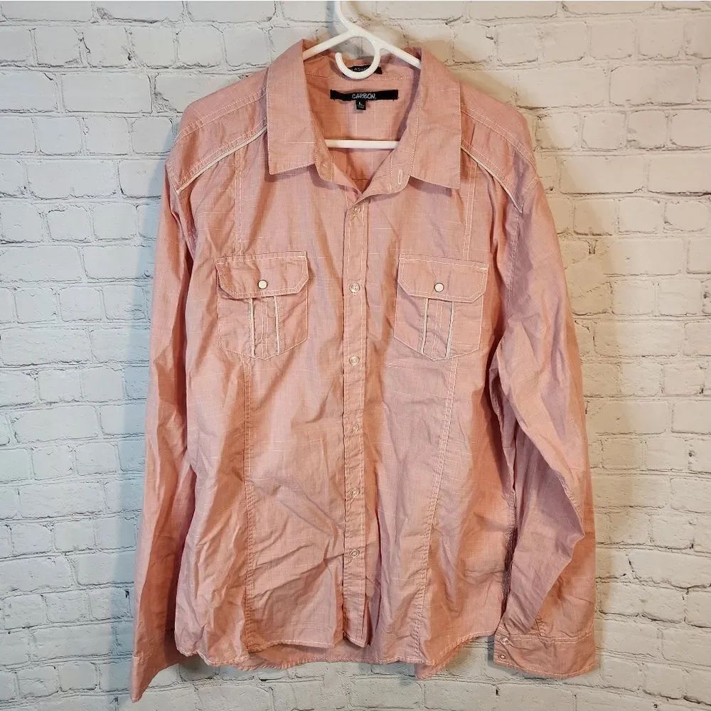 Men's Carbon "Classic Fit" longsleeve button-down shirt, size Large